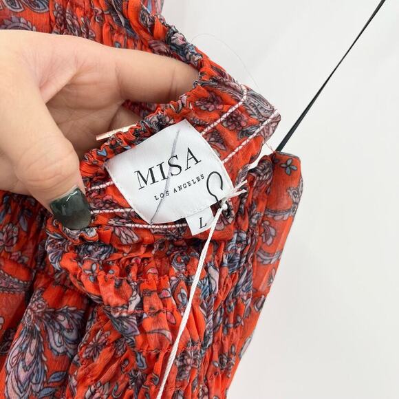 MISA LOS ANGELES Adele Paisley Halter Handkerchief Hem Dress Midi Layered Large - Picture 12 of 15